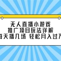 无人直播小游戏推广项目玩法详解，每天播几场，轻松月入过万 b10470