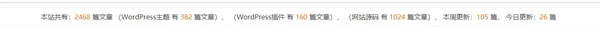 WordPress首页显示本周和今日更新的文章数量与全站文章数量统计  第1张